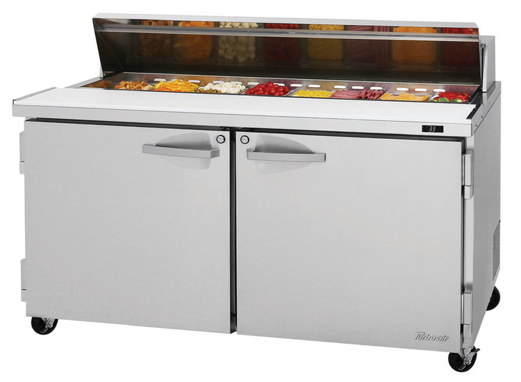 Product image #5 for Turbo Air PRO Series 60-Inch Two-Section Sandwich/Salad Prep Table with 16-Pan Opening, Solid Doors, Rear-Mount Self-Contained Compressor