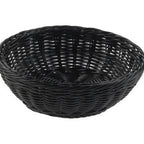 Thumbnail image #1 for Tableware Solutions USA Leone T0529.Y Round Black Polypropylene Fast Food Basket, 7.8 in Diameter x 2.5 in H