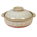 Thumbnail image #1 for Korin Inc Mishima DNA-101 20 oz Round Clay Donabe Pot with Double Handles and Glazed Lid