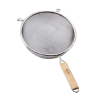 Thumbnail image #1 for TableCraft Products 99 10-1/4" Double Medium Mesh Strainer with Tinned Mesh and Wooden Handle Case of 12