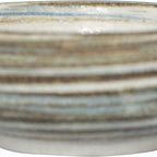 Thumbnail image #1 for International Tableware Moroccan™ MR-15 Round Porcelain Bowl, 8 oz, 4-7/8" Diameter, Cream with Blue & Brown Swirls Case of 2 Dozen