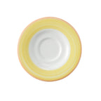 Thumbnail image #1 for G.E.T. Corona, Calypso PA1600900124 . . Porcelain Coffee/Espresso Saucer, 5" Round, Yellow with Orange Edge Dozen Case of 2 Dozen