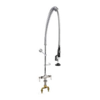 Thumbnail image #1 for Component Hardware Encore KL50-10L3-BR Pre-Rinse Faucet Assembly, Single-Hole Deck Mount, Compression Valves, Lever Handles, Wall Bracket, 0.65 GPM