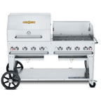 Thumbnail image #1 for Crown Verity Mobile Cooking CV-MCB-60-SI-BULK-RWP Mobile Outdoor LP Gas Charbroiler, 8 Burners, Stainless Steel