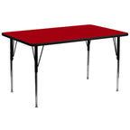 Thumbnail image #1 for Flash Furniture XU-A3072-REC-RED-T-A-GG Rectangular Adjustable-Height Activity Table, 72"W x 30"D, Red Laminate Top