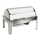 Thumbnail image #1 for Browne USA Foodservice 575137 9 Qt Rectangular Stainless Steel Chafer with Retractable Vented Roll-Top Cover, Canned Heat
