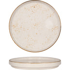 Thumbnail image #1 for International Tableware Splash™ SH-16WL-CR Round Stoneware Wall Plate, 9-7/8", Crème with Dark Brown Reactive Glaze Trim & Speckles 1 Dozen