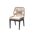 Thumbnail image #2 for G & A Commercial Seating Bloom 828 Commercial Indoor/Outdoor Stacking Side Chair, Woven Rope Seat & Back, Black Aluminum Frame