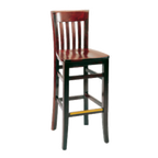 Thumbnail image #1 for G & A Commercial Seating Napa 9805SS Commercial Bar Stool, Slat Back, Solid Wood Saddle Seat, Beechwood Frame with Footrest