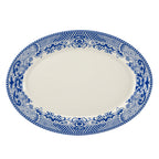 Thumbnail image #1 for Steelite International HL Ivory HL15563924 Rolled Edge Oval China Platter, 11.75" x 8", Willow Rim Blue 1 Dozen