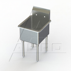 Thumbnail image #1 for AERO Manufacturing 3F1-2424 1-Compartment Stainless Steel Sink, 24 x 24 x 14 in Compartment, 8-3/4 in Backsplash, 16-Gauge 304 Steel, Legs