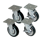Thumbnail image #1 for Component Hardware CSTPK-5RSP 5-inch Polyurethane Swivel Plate Caster Pack, 2 with Brakes and 2 without, 250 lb Each