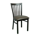 Thumbnail image #1 for JustChair Manufacturing WL38118-PS Stackable Side Chair, Slat Metal Back, Upholstered Padded Seat, Walnut-Finish Wood-Look Metal Frame