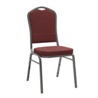 Thumbnail image #1 for G & A Commercial Seating Banquet 924 Stacking Banquet Chair, Upholstered Cathedral Back with Handhold, Padded Fabric Seat, Silver Vein Steel Frame