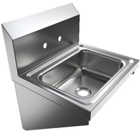 BK Resources Wall-Mount Stainless Steel Hand Sink, 14 x 10 x 5 Bowl, 2-Hole Splash Mount