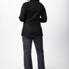 Thumbnail image #2 for Chef Works CBS01W-BLK-XS Women's Black Chef Coat, XS, Raglan Long Sleeve, Snap Front, Thermometer Pocket