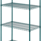 Thumbnail image #1 for ATSMFG MET MET-GS1436-4 ATS MFG Stationary Green Epoxy-Coated Wire Shelving Unit, 4 Shelves, 36"W x 14"D x 74"H