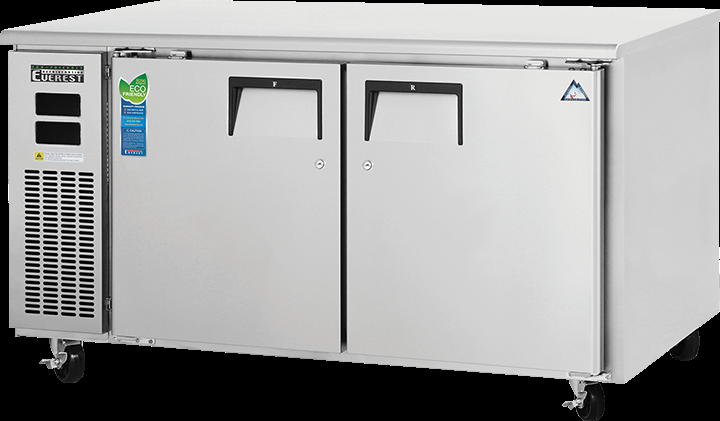 Product image #5 for Everest Refrigeration ETRF2 Dual Temperature Undercounter Refrigerator/Freezer Combo with Stainless Steel Worktop, 2-Section, Side Mount