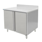 Thumbnail image #1 for GSW USA CTD-P3048S Enclosed Stainless Steel Work Table with Sliding Doors, 48"W x 30"D x 35"H, 18 Gauge Top, 4" Backsplash
