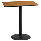 Thumbnail image #1 for Flash Furniture XU-NATTB-3042-TR24B-GG Bar-Height Rectangular Table, Natural Laminate Top, Round Black Cast-Iron Base