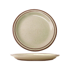 Thumbnail image #4 for International Tableware Granada GR-8 9-inch Round Ceramic Plate, Narrow Rim, American White with Brown Speckle & Rim Case of 2 Dozen