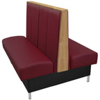 Thumbnail image #1 for Oak Street Collins COL-4842-DBL Restaurant Booth, 48"L x 42"H, 12" Vertical Channel Back, Stained Oak Top, Black Vinyl Base