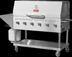 Thumbnail image #3 for Omcan 47.2-Inch Mobile Outdoor Propane 6-Burner 304 Stainless Steel BBQ Grill with Roll Dome