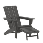 Thumbnail image #1 for Flash Furniture LE-HMP-1045-110-GY-GG HDPE Adirondack Patio Chair with Pull-Out Ottoman and Cup Holder, Gray