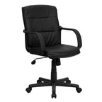Thumbnail image #1 for Flash Furniture GO-228S-BK-LEA-GG Swivel Task/Office Chair, Adjustable Height, Mid-Back, Bonded Leather, Casters