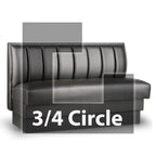 Thumbnail image #1 for JustChair Manufacturing JBSB-UCH-TQ-36-GR3 Three-Quarter Circle Banquette Booth, 3 Corners, Upholstered Vertical-Channel Back and Seat, 36 in H