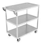 Thumbnail image #1 for GSW USA C-4222 3-Tier Stainless Steel Bus Cart, 33.5"W x 18"D x 32.5"H, 300 lb Capacity