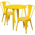 Thumbnail image #1 for Flash Furniture CH-51090TH-2-18CAFE-YL-GG Round Table and 2 Chair Set, 30" Diameter Table, 29-1/2"H, Yellow