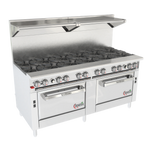 Thumbnail image #2 for Venancio USA Genesis G722CO-72B 72-Inch Gas Restaurant Range with 12 Open Burners, 2 Convection Ovens and Backriser with Hi-Shelf
