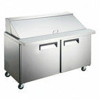 Thumbnail image #1 for USR Brands Coldline SMP60 Mega Top Sandwich/Salad Refrigerator, 2-Section, 24-Pan, 2-Door, Stainless Steel, 60-1/5" Wide