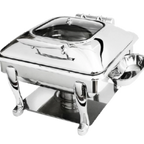 Thumbnail image #1 for Eastern Tabletop Crown 3934GSB Square Induction Chafer, 6 qt., Stainless Steel, Hinged Glass Lid