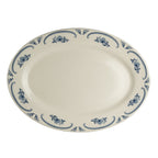 Thumbnail image #2 for Steelite International Homer, American Rose Blue HL1545035 Rolled Edge Oval China Platter, 10.5-inch, Blue Case of 2 Dozen