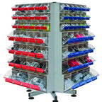 Thumbnail image #1 for Quantum QTB-SPIN148 Tip-Out Bin Spinner, 37"W x 48"H, 28 Clear Bins, 700 lb Capacity, Gray
