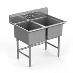 Thumbnail image #1 for Winholt Equipment WS2T1818 2-Compartment 16-Gauge 304 Stainless Steel Sink with Left Drainboard and Backsplash