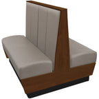 Thumbnail image #1 for Oak Street Kirkwood KW-4842-DBL Restaurant Booth, 48"L x 42"H, Black Vinyl, Vertical Channel Back, Stained Oak Top and Side Cap