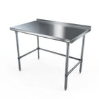 Thumbnail image #1 for NBR Equipment TS-7224R-X 72"W x 24"D Stainless Steel Work Table, 18-Gauge 430 Top, 1-1/2" Backsplash, Open Base
