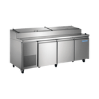 Thumbnail image #1 for Norpole, Inc. NP3R-PT Pizza Prep Table, 3-Section, 3 Solid Doors, 24 cu. ft., Stainless Steel, Self-Contained