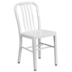 Thumbnail image #1 for Flash Furniture CH-61200-18-WH-GG White Galvanized Steel Outdoor Chair with Vertical Slat Back