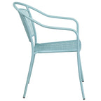 Thumbnail image #2 for Flash Furniture CO-3-SKY-GG Outdoor Steel Stacking Armchair, Curved Cutout Back, Sky Blue Powder Coat