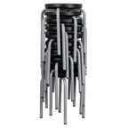 Thumbnail image #2 for Flash Furniture YK01B-GG Backless Stackable Stool with Black Plastic Seat and Silver Powder-Coated Steel Frame