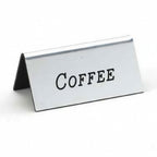 Thumbnail image #1 for Cal-Mil 228-1-010 Coffee Beverage Tent Sign, Silver Metal, 3"W x 1-1/2"H Case of 12