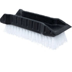 Thumbnail image #1 for AllPoints Foodservice Parts & Supplies 1591118 Hand Cleaning Brush with Scraper, 6-1/2" Plastic Handle, White Bristles