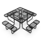 Thumbnail image #1 for Flash Furniture SLF-EMS-46-BK-GG Outdoor Square Picnic Table, 46 x 46 in, Heavy-Gauge Expanded Metal Mesh, Steel Frame, Umbrella Hole