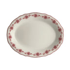 Thumbnail image #1 for Steelite International HL Ivory HL52663881 Oval China Platter, 11.75" x 8", Carolyn Giselle Maroon, Scalloped Edge 1 Dozen