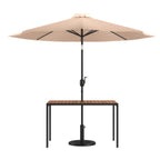 Thumbnail image #1 for Flash Furniture XU-DG-UH3048-UB19BTN-GG Patio Dining Table Set, 48" x 30" Rectangular Synthetic Teak Table with Tan Umbrella and Base
