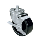 Thumbnail image #1 for Component Hardware CMT1-5KBN 5" Rubber Threaded-Stem Swivel Caster with Side Brake, 250 lb Capacity